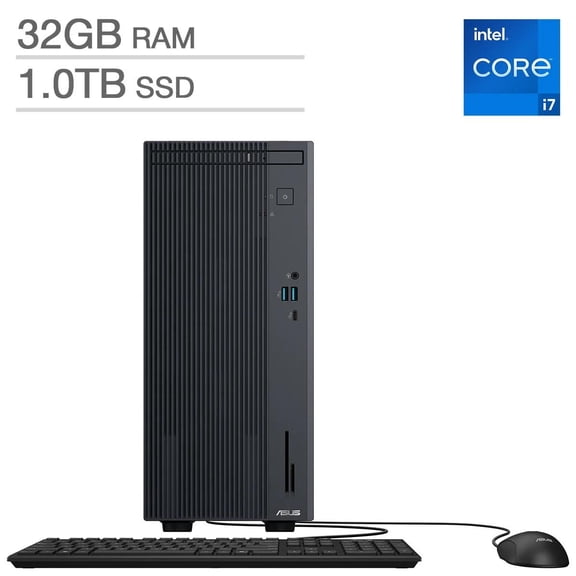 ASUS V500 Mini Tower Desktop PC, Intel Core i7-13620H, 32GB DDR5 RAM, 1TB PCIe SSD, Windows 11 Home, Wi-Fi 6, Compact 15L Business & Home Office Computer (V500MV-IS706)