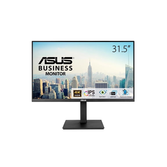ASUS VA32UQSB 32" 4K UHD IPS Monitor, 3840 x 2160, 60Hz, HDR10, USB Hub, HDMI, DisplayPort, Ergonomic Stand, Built-in Speakers, VESA