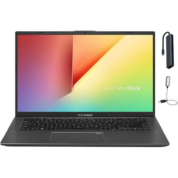 ASUS VivoBook 14'' FHD Laptop, AMD Ryzen 7 3700U, 8GB DDR4, 512GB SSD, Fingerprint Reader, Backlit Keyboard, AMD Radeon RX Vega 10 Graphics, Win10, Slate Grey with Mazepoly Accessories