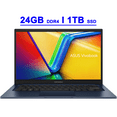 thumbnail image 1 of ASUS VivoBook 14 Premium Business Laptop 14" FHD Anti-glare Intel Hexa-core i3-1215U 24GB DDR4 1TB SSD USB-C Privacy Webcam SonicMaster Win11 Blue, 1 of 7
