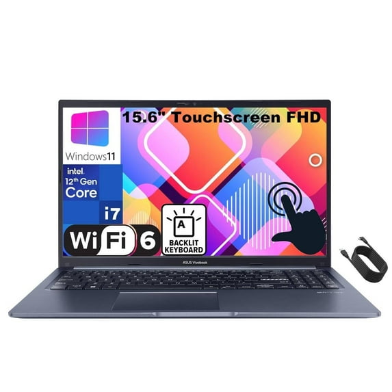 ASUS VivoBook 15 15.6" Touchscreen FHD Laptop Computer, 12th Gen Intel 10-Core i7-1255U, 40GB DDR4 RAM, 1TB PCIe SSD, Backlit Keyboard, Quiet Blue, WiFi 6, Bluetooth 5.1, Windows 11 Home