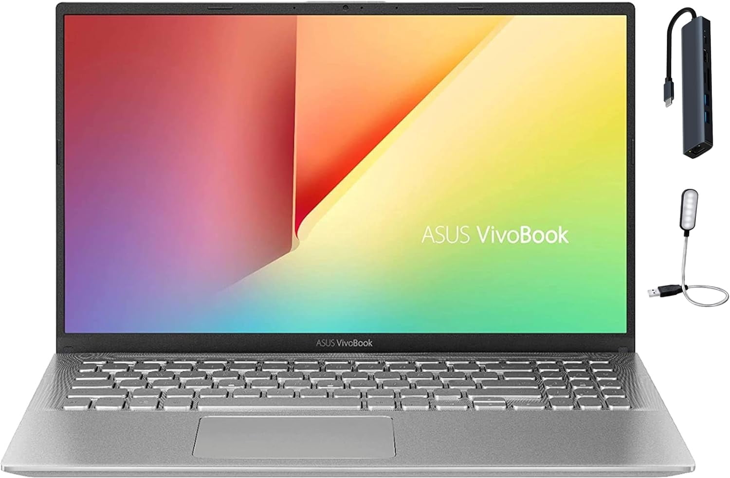 ASUS VivoBook 15.6'' FHD Laptop, AMD Quad Core Ryzen 5 3500U, 8GB DDR4, 512GB PCIe SSD, AMD Radeon Vega 8 Graphics, Windows 10 Home, Silver with HEX Accessories