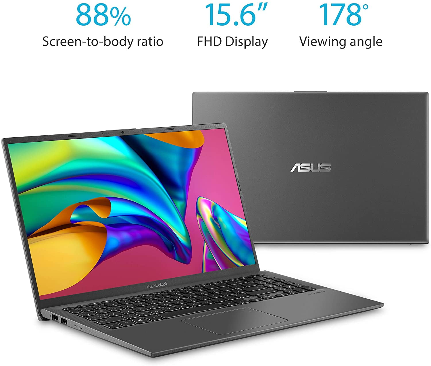ASUS VivoBook 15 and Light Laptop, 15.6” FHD, Intel CPU, 8GB RAM, 128GB SSD, Backlit KB, Fingerprint, Windows 10 Home in S Slate Gray - Walmart.com