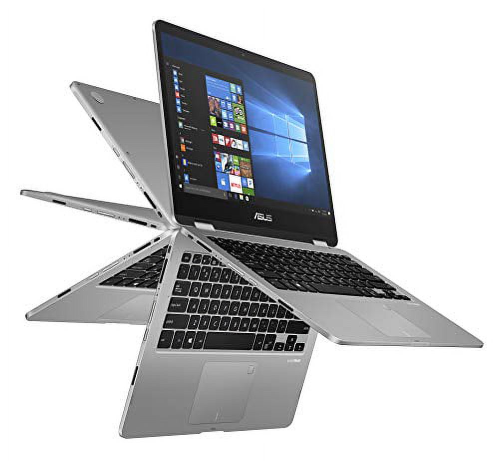 ASUS VivoBook Flip 14 14? Thin and Light 2-in-1 Laptop, 14? HD Touchscreen, Intel Quad-Core Pentium N5000 Processor, 4GB DDR4, 128GB eMMC Storage, Windows 10, TP401MA-AB21T - image 1 of 5
