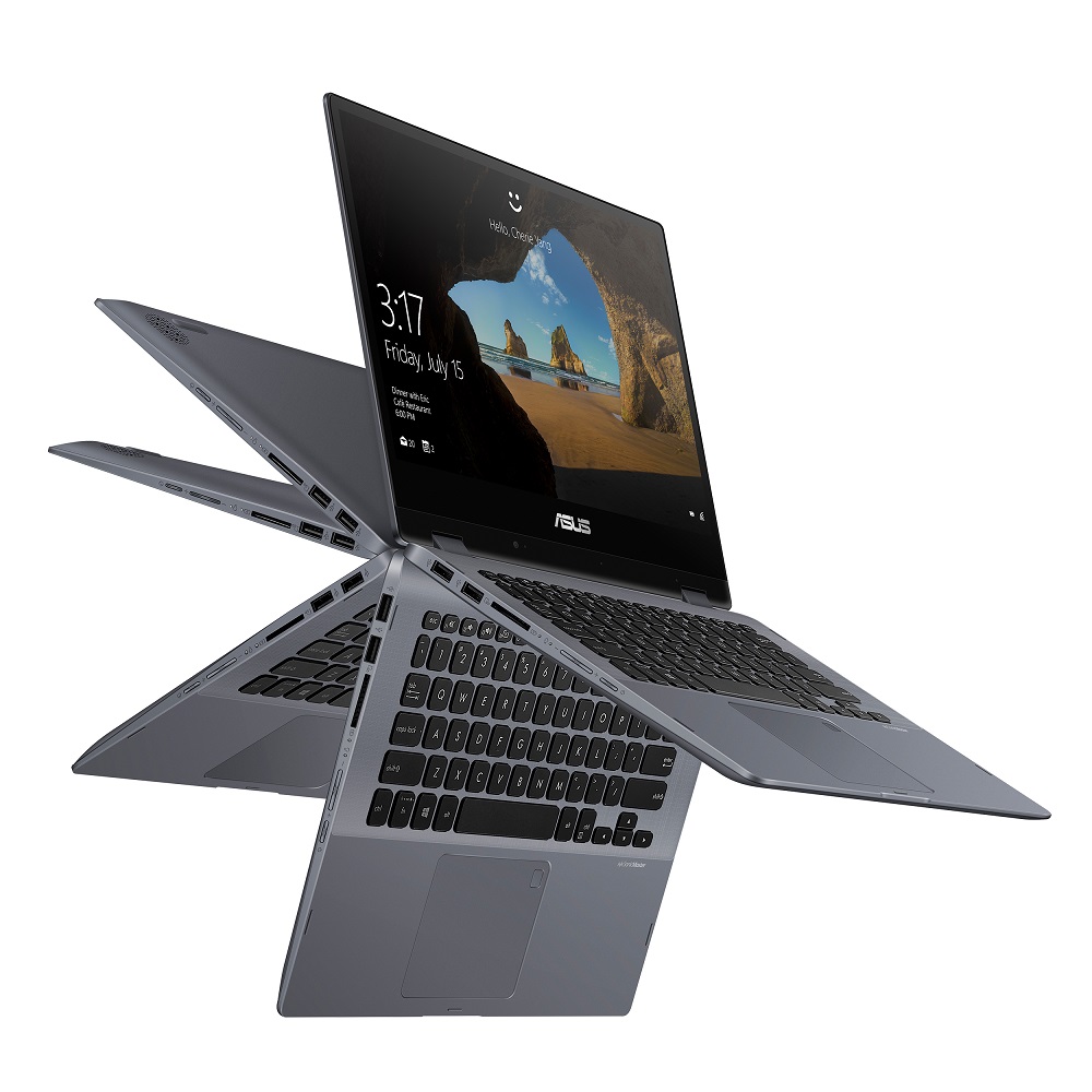 ASUS VivoBook Flip 14 Laptop, 14" FHD Touch, Intel Core i3-10110U, 4GB DDR4, 128GB SSD, Fingerprint, Windows 10 Home in S Mode, Star Gray, TP412FA-WS31T - image 1 of 9