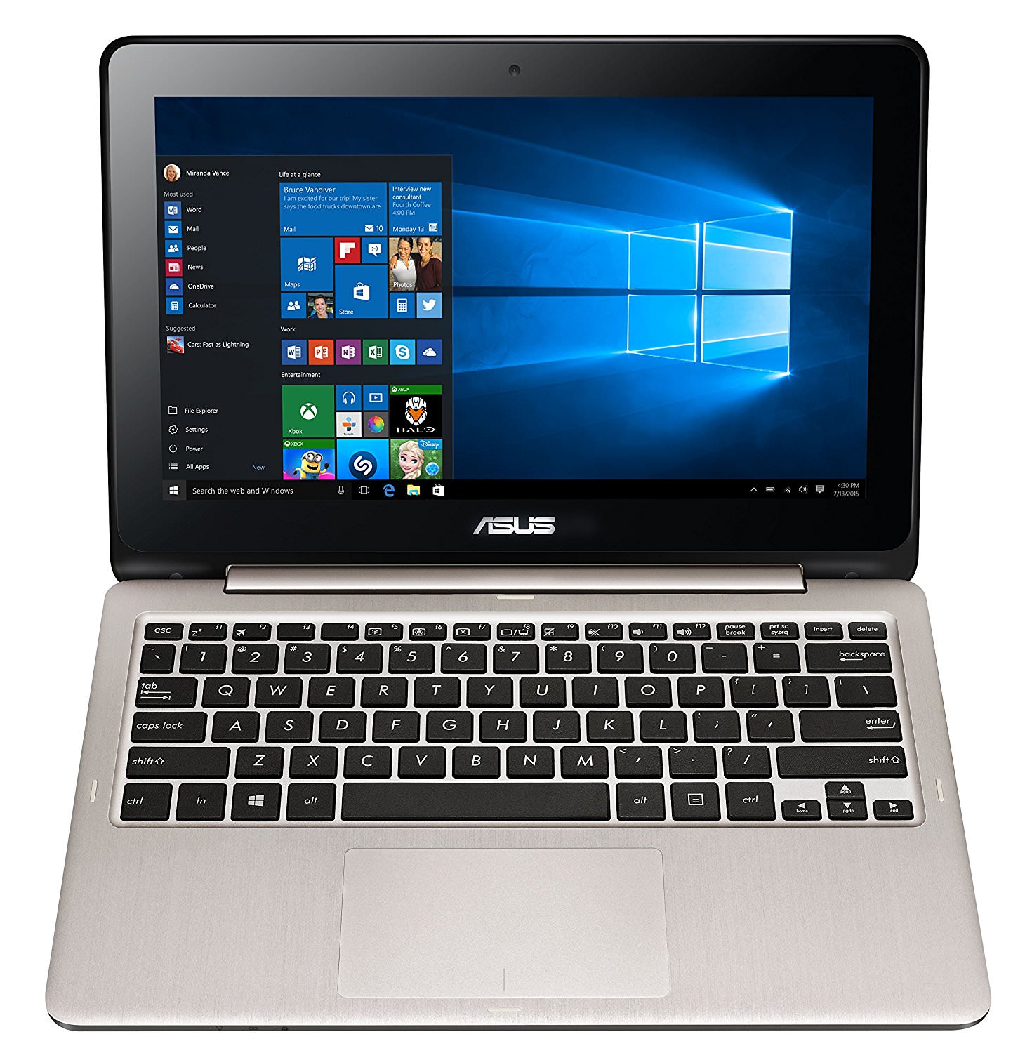 ASUS VivoBook Flip TP200SA-DH01T 11.6 inch display Thin and Lightweight 2-in-1 HD Touchscreen Laptop, Intel Celeron 2.48 GHz Processor, 4GB RAM, 32GB EMMC Storage, Windows 10 Home - image 1 of 3