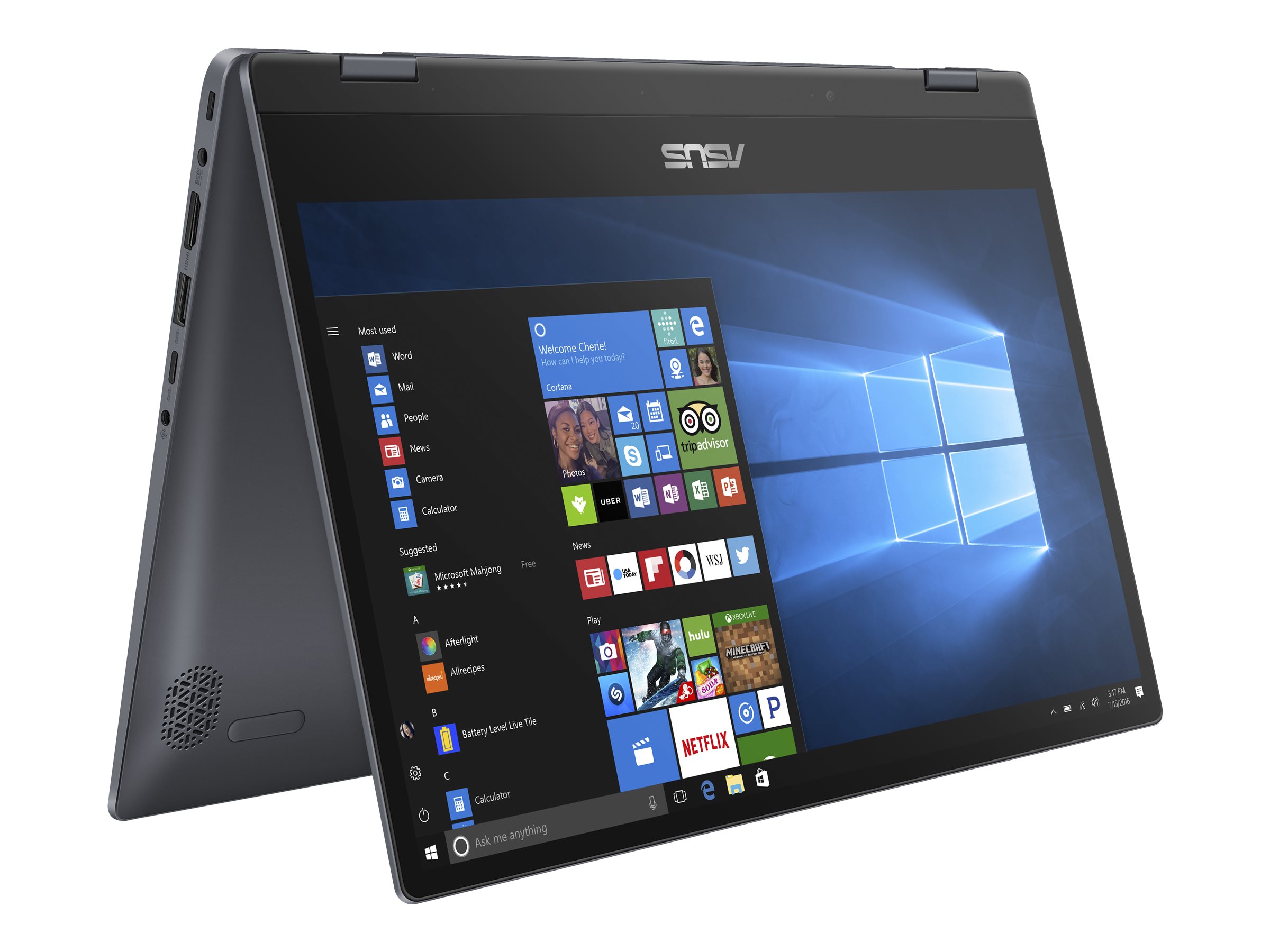 ASUS VivoBook Flip TP412 14" FHD Touch 2-in-1, Intel Core i3-8145U, Intel UHD Graphics 620, 4GB RAM, 128GB SSD, Windows 10 in S Mode, Star Grey, TP412FA-OS31T - image 1 of 14
