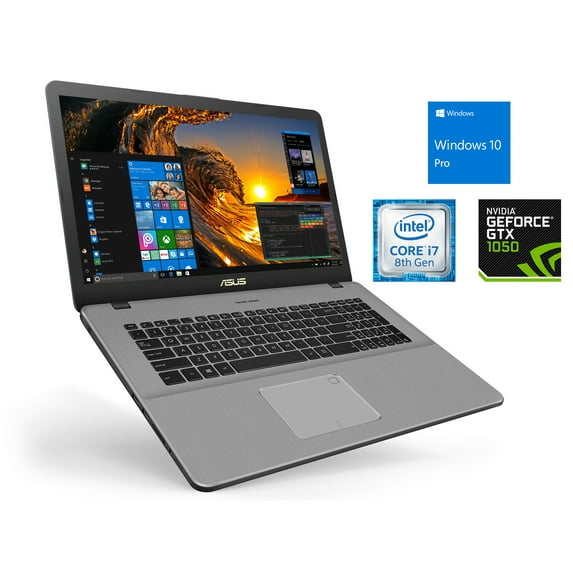 ASUS VivoBook Pro N705FD Notebook, 17.3" FHD Display, Intel Core i7-8565U Upto 4.60GHz, 16GB RAM, 128GB SSD + 1TB HDD, NVIDIA GeForce GTX 1050, HDMI, Card Reader, Wi-Fi, Bluetooth, Windows 10 Pro