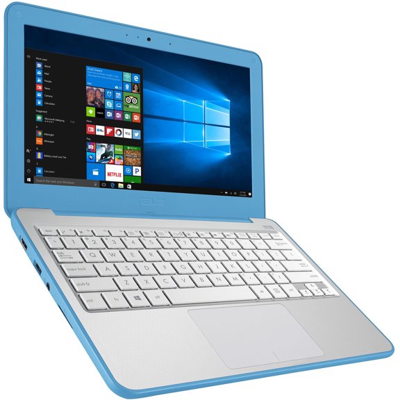 (Open Box) Asus VivoBook 11.6" Netbook, Intel Celeron N3350, 4GB RAM, 64GB SSD, Windows 10 Home, Silver/Flash Blue, W202NA-DH02