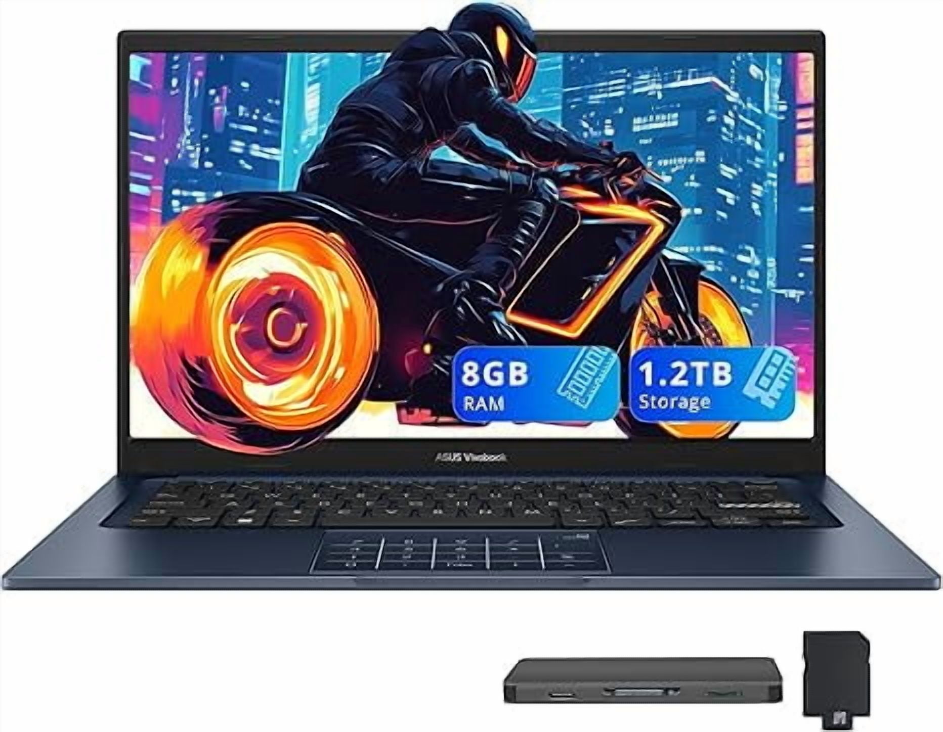 ASUS Vivobook 14 14" FHD Laptop, Intel Core i3 1315U, 8GB RAM, 1.2TB Storage(256GB SSD+1TB Docking Station Set), Intel UHD Graphics, 720p Camera, Windows 11 Home, Quiet Blue
