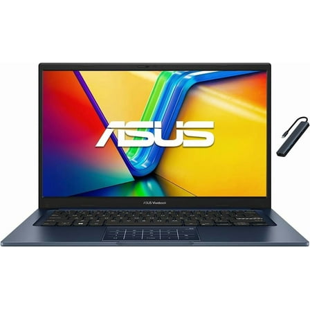 ASUS Vivobook 14 14" FHD Laptop, Intel Core i7-1355U, 1.7GHz, 16GB RAM, 512GB SSD, Windows 11 Pro, Intel UHD Graphics, Wi-Fi5, Bluetooth, Quiet Blue with Mazepoly Accessories