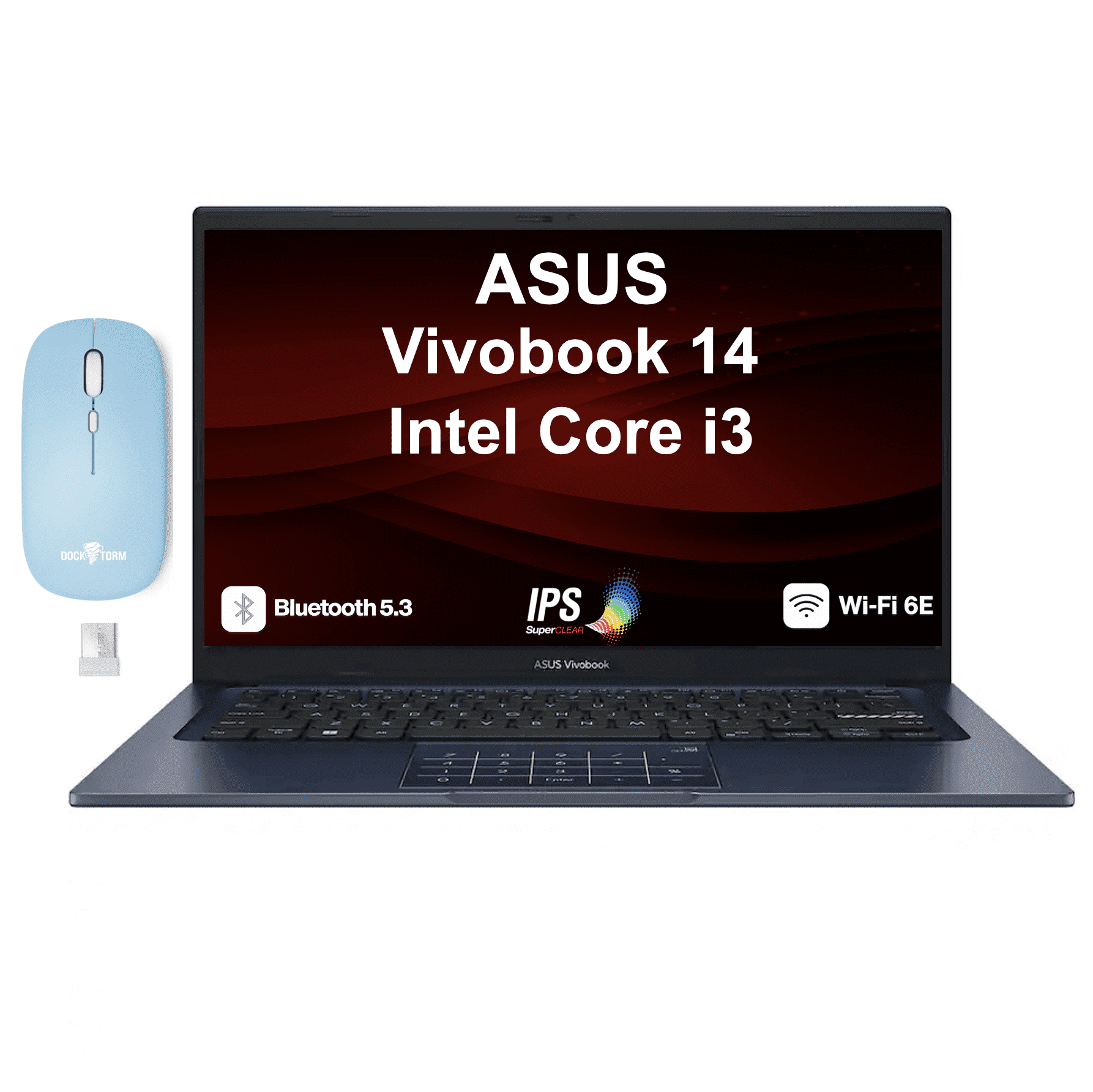 ASUS Vivobook 14 14in FHD Laptop Bundle, Intel i3-1315U, 8GB, 512GB SSD, Blue