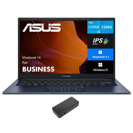 ASUS Vivobook 14 Business Laptop 14.0in IPS FHD Display (Intel i5-1334U, 24GB DDR4, 2TB PCIe SSD, Intel Iris Xe, WiFi 5, Webcam, Bluetooth 5.1, Win 11 Home) w/USB-C Dock