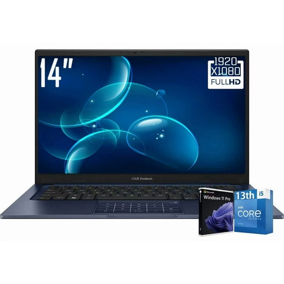 ASUS Vivobook 14 Business Laptop, 14" FHD 1920 x 1080 LED Thin Bezel Display, Intel 10-Core i5 1334U, WiFi 5, HD Webcam, Win 11 Pro(32GB DDR4 RAM | 2TB SSD)