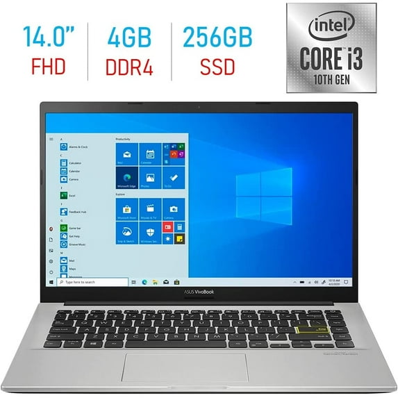 ASUS Vivobook 14’’ FHD (1920x1080) Laptop PC, Intel i3-1005G1, 1.2GHz Processor, 4GB DDR4, 256GB SSD, Intel HD Graphics 610, WiFi, Bluetooth, Webcam, HDMI, Windows 10 w Mazepoly Accessories