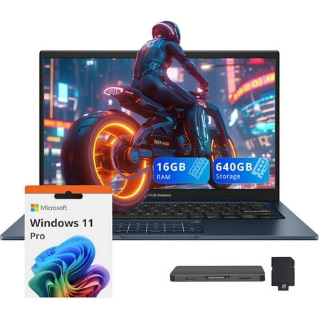 ASUS Vivobook 14" FHD Business Laptop, Intel i5-1334U, 16GB RAM, 640GB Storage (512GB SSD+128GB Docking Station Set), Intel UHD Graphics, Num Pad, Copilot, Wi-Fi 5, Win 11 Pro, Quiet Blue