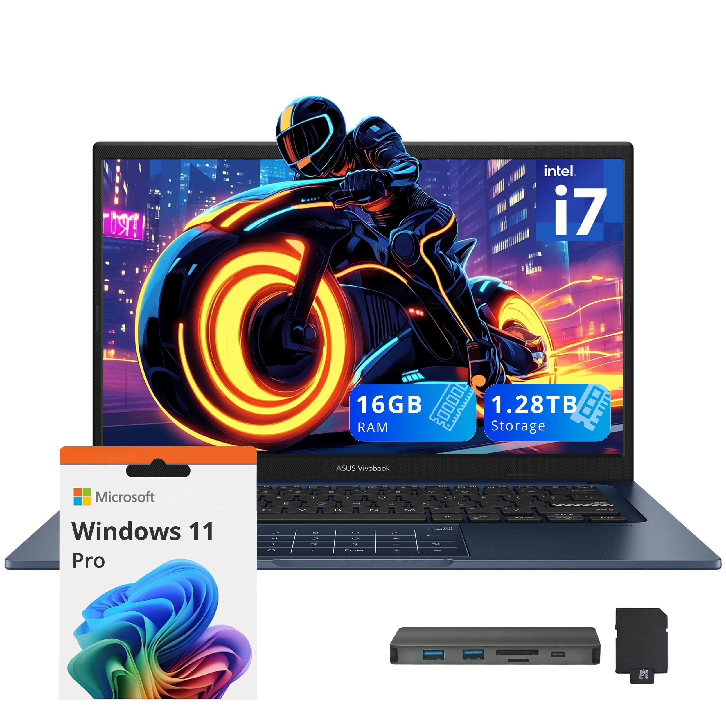 ASUS Vivobook 14" FHD Business Laptop, Intel i7-1355U, 16GB RAM, 1.28TB ...