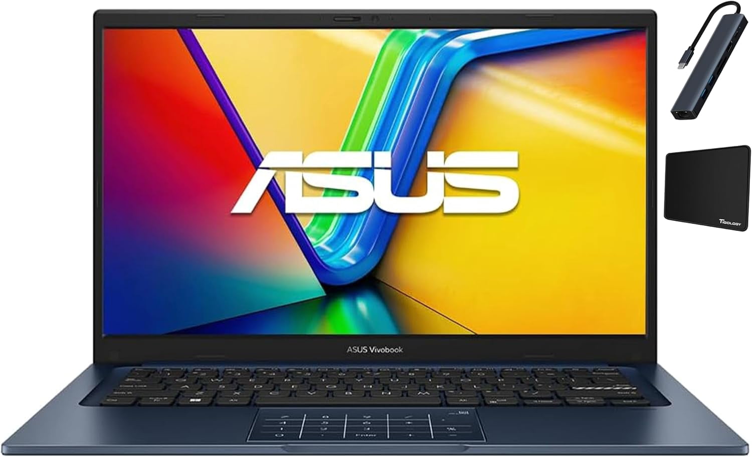 ASUS Vivobook 14" FHD Laptop, Intel Core i3-1315U Processor, 8GB DDR4 RAM, 128GB SSD, Windows 11 Home, Intel UHD Graphics, Wi-Fi, Bluetooth, Quiet Blue with Tigology Accessories