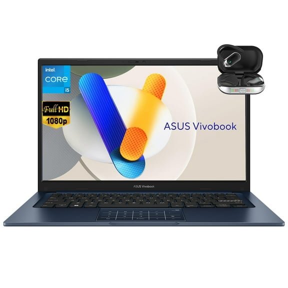 ASUS Vivobook 14" FHD Laptop, Intel Core i5-1334U, 16GB RAM 512GB SSD, NumberPad, Long Battery Life, Private Webcam, Student Business Laptop Bundle, Windows 11, Quiet Blue