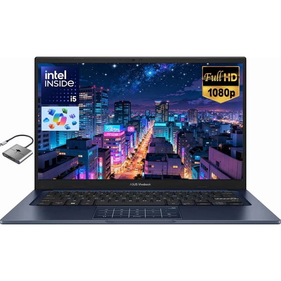 ASUS Vivobook 14" FHD Laptop for Student Business Home School, Intel 10-Core i5-1334U, 40GB RAM 1TB SSD, Numeric Keypad, Private Webcam, Windows 11