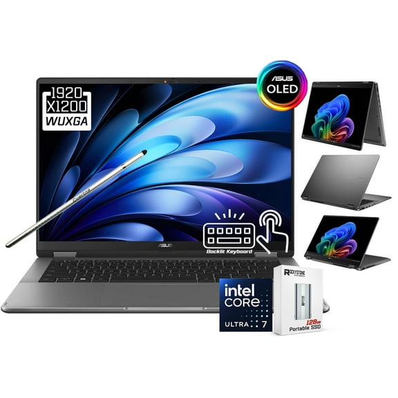 ASUS Vivobook 14 Flip 2-in-1 AI Laptop, 14" 2k 1920 x 1200 OLED Touchscreen, Intel Core Ultra 7 256V, WiFi 7, FHD Webcam, Stylus Pen, 128GB PSD, Win 11 Home (16GB DDR5 RAM / 1TB SSD)