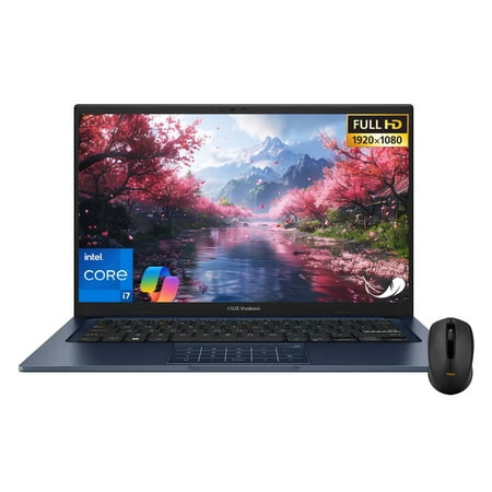 ASUS Vivobook 14" Laptop - FHD (1920*1080) - Intel Core i7-1355U - 10 Cores - Intel UHD Graphics - Copilot - Privacy Camera - Windows 11 Home - w/Wireless Mouse (16GB DDR4 RAM | 1TB SSD)
