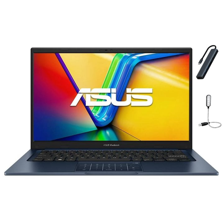 ASUS Vivobook 14 inch FHD Business Laptop, Intel Core i3-1315U, 8GB RAM, 128GB SSD, Windows 11 Home, Intel UHD Graphics, Wi-Fi, Bluetooth, Quiet Blue with Mazepoly Accessories