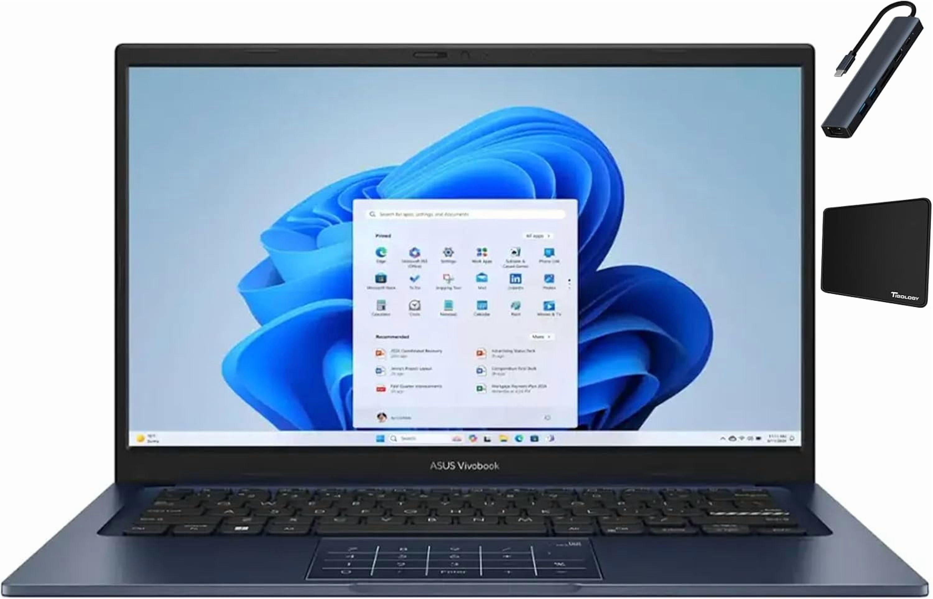 ASUS Vivobook 14 inch FHD Slim Laptop, Intel Core i5-1334U Processor, 12GB RAM, 256GB SSD, Intel UHD Graphics, Privacy Camera, Bluetooth, Windows 11 Home, Quiet Blue with Tigology Accessories