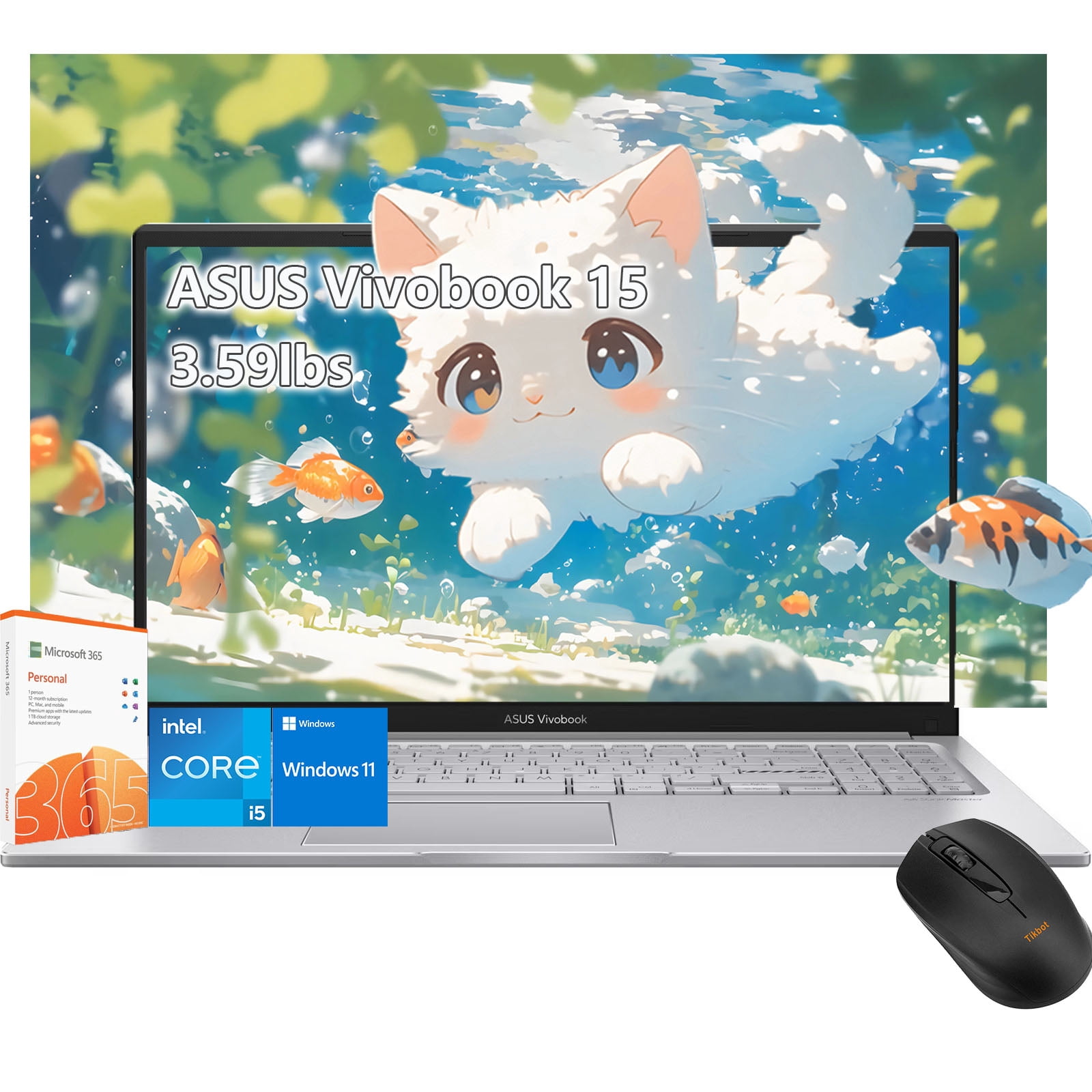 ASUS Vivobook 15inch Laptop - Intel Core i5 120U Beat AMD Ryzen 7 4800U - 16GB RAM -512GB SSD -15.6 FHD Display- Windows 11 Office365 included -Computadora Portátil - College Students School