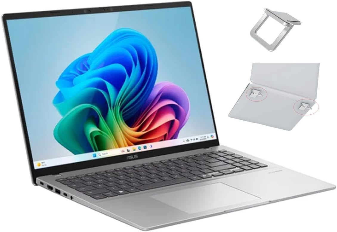 ASUS Vivobook 16" Copilot+ PC Laptop |Snapdragon X 8-Core Processor|Backlit|Qualcomm Adreno Graphics| 16GB RAM DDR5 | 1024GB SSD |Windows 11 Pro |Bundle with Laptop Stand