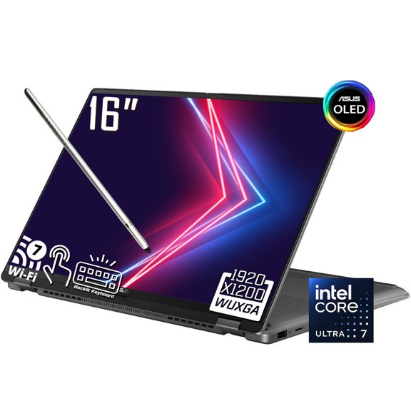 ASUS Vivobook 16 Flip AI Laptop, 16" WUXGA 1920 x 1200 OLED Touchscreen, Intel Core Ultra 7 258V, FHD IR Webcam, Stylus Pen, Backlit KB, Wi-Fi 7, Win11 Home (32GB DDR5 RAM | 1TB SSD)
