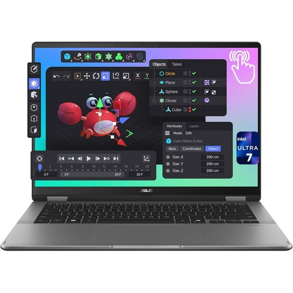 ASUS Vivobook Flip Copilot+ Laptop, Intel Ultra 7-256V, 16 GB LPDDR5x RAM, 2 TB PCIe SSD, 14" WUXGA (1920 x 1200) OLED Touchscreen, Intel Arc Graphics, Backlit Chiclet Keyboard, W11 Pro, Matte Gray