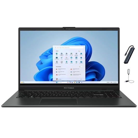 ASUS Vivobook Go 15 15.6" FHD Laptop, AMD Ryzen 5 40 Processor, 8GB RAM, 512GB SSD, Radeon Graphics, Wi-Fi 6E, Bluetooth 5.3, Windows 11 Home, Mixed Black with Mazepoly Accessories