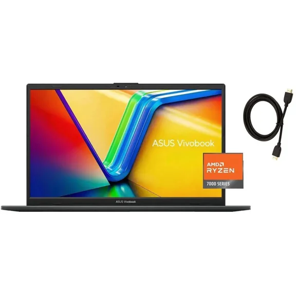 ASUS Vivobook Go 15.6” FHD Slim Laptop |AMD Ryzen 3 7320U(Beat i3-1315U)| AMD Radeon Graphics |Webcam |WIFI|Black| 8GB RAM DDR5 | 128GB SSD |Windows 11 S |Bundle with HDMI Cable