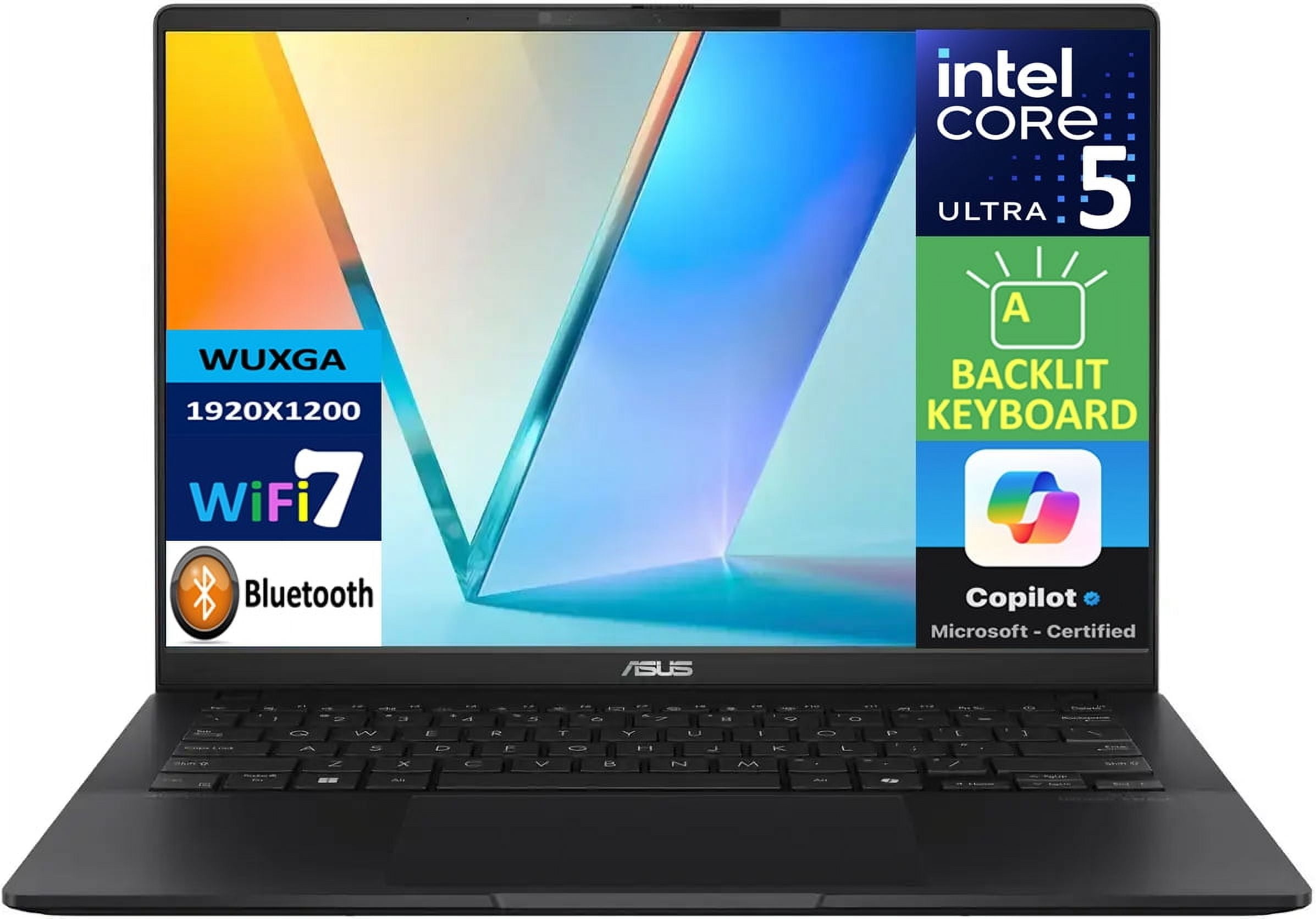 ASUS Vivobook S 14 AI Powered Laptop 14.0in AMOLED WUXGA Display (Intel Ultra 5-226v, 16GB LPDDR5X, 512GB SSD, Intel Arc, Backlit KB, 2 Thunderbolt 4, WiFi 7, Webcam, Bluetooth 5.4, Win 11 Home)