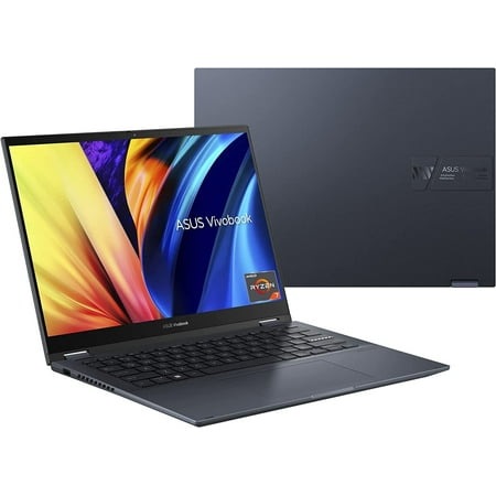 ASUS Vivobook S 14 Flip 14” WUXGA 16:10 Touch Display, AMD Ryzen 7 5800H CPU, 8GB RAM, 512GB SSD, NumberPad, FingerPrint Sensor, Windows 11 Home, Quiet Blue, TN3402QA-AS74T