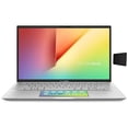thumbnail image 1 of ASUS Vivobook S14 14 inch FHD Display Laptop, Intel Core i7-8565U Processor, 8GB DDR3 RAM, 512GB SSD, Face Login w/IR Camera, ScreenPad 2.0, Windows 10 Home, Silver with Mazepoly Accessories, 1 of 8