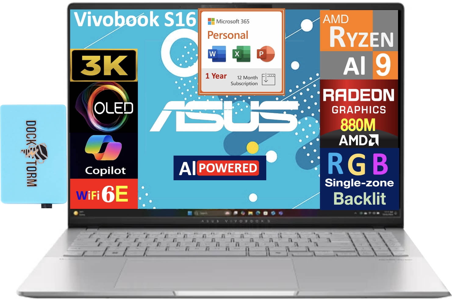 ASUS Vivobook S16 AI Powered Laptop 16.0in OLED 3.2K Display (AMD