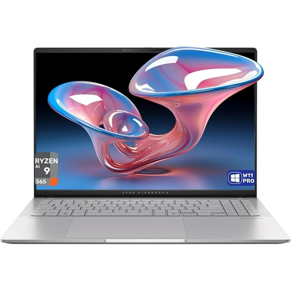 ASUS Vivobook S16 Copilot+ Laptop, AMD Ryzen AI 9-365, 32 GB LPDDR5x RAM, 1 TB PCIe SSD, 16" 3.2K (3200x2000) Display, AMD Radeon 880M, 1-Zone RGB Backlit Keyboard, W11 Pro, Silver