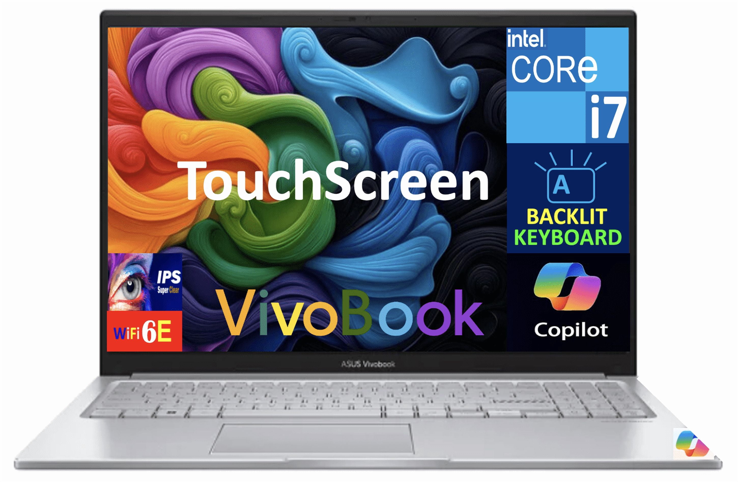 ASUS Vivobook Student & Business Laptop 15.6in Touchscreen IPS FHD Display (Intel i7-1355U, 24GB DDR4, 2TB PCIe SSD, Intel Iris Xe, Backlit KB, WiFi 6E, Webcam, Bluetooth 5.3, Win 11 Pro)