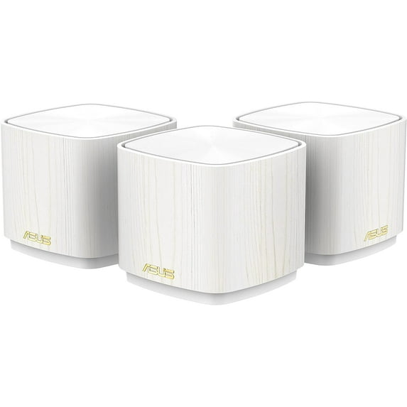 ASUS ZENWIFIAXMINIWH AX1800 -3 Pack White, coverage up to 4,800 sq.ft & 25+ devices, 1800Mbps, AiMesh, Lifetime Free Internet Security, Parental Control, Dual-Band Mesh WiFi 6 System (XD4)