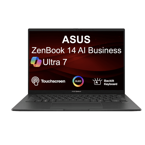 ASUS Zenbook 14 AI Business Laptop 14.0in Touchscreen OLED WUXGA Display (Intel Ultra 7-255H, 16GB LPDDR5X, 512GB SSD, Intel Arc, Backlit KB, 2 Thunderbolt 4, WiFi 7, Webcam, Win 11 Home)