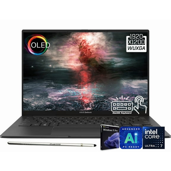 ASUS Zenbook 14 AI Copilot+ AI PC Laptop, 14" FHD+ 1920 x 1200 OLED Touchscreen, Intel Core Ultra 7 255H, WiFi 7, Backlit KB, FHD IR Webcam, Stylus Pen, Win 11 Pro(16GB DDR5 RAM | 1TB SSD)