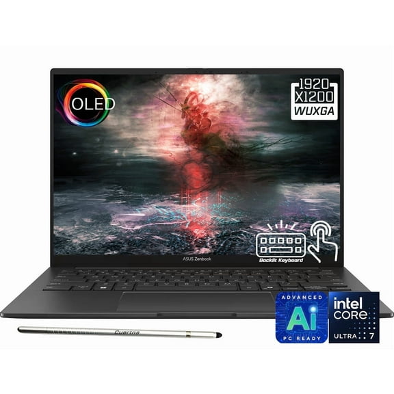 ASUS Zenbook 14 AI Copilot+ AI PC Laptop, 14" FHD+ 1920 x 1200 OLED Touchscreen, Intel Core Ultra 7 255H, WiFi 7, Backlit KB, FHD IR Webcam, Stylus Pen, Win 11 Home(16GB DDR5 RAM | 512GB SSD)