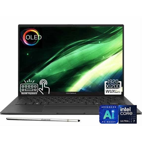 ASUS Zenbook 14 AI Copilot+ AI PC Laptop, 14" FHD+ 1920 x 1200 OLED Touchscreen, Intel Core Ultra 7 255H, WiFi 7, Backlit KB, FHD IR Webcam, Stylus Pen, Win 11 Home(16GB DDR5 RAM | 512GB SSD)