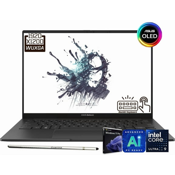 ASUS Zenbook 14 AI Copilot+ AI PC Laptop, 14" FHD+ 1920 x 1200 OLED Touchscreen, Intel Core Ultra 9 285H, WiFi 7, Backlit KB, FHD IR Webcam, Stylus Pen, Win 11 Pro(32GB DDR5 RAM | 2TB SSD)