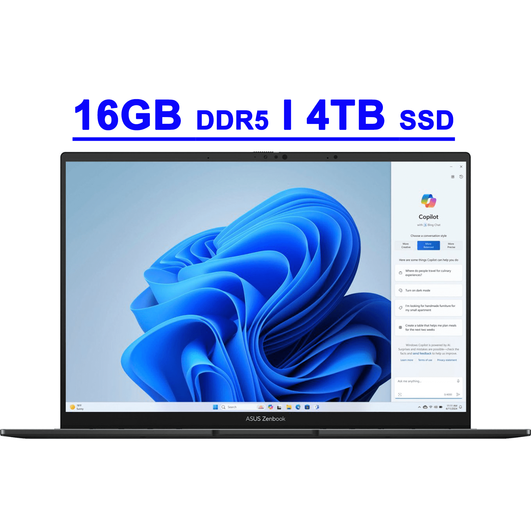 ASUS Zenbook 14 OLED Premium Copolit AI PC Laptop 14" FHD+ Lumina OLED Touch (550nits, 100% DCI-P3, Glossy) Intel 16-core Ultra 7 155H 16GB DDR5 4TB SSD Backlit Thunderbolt Harman/kardon Win11