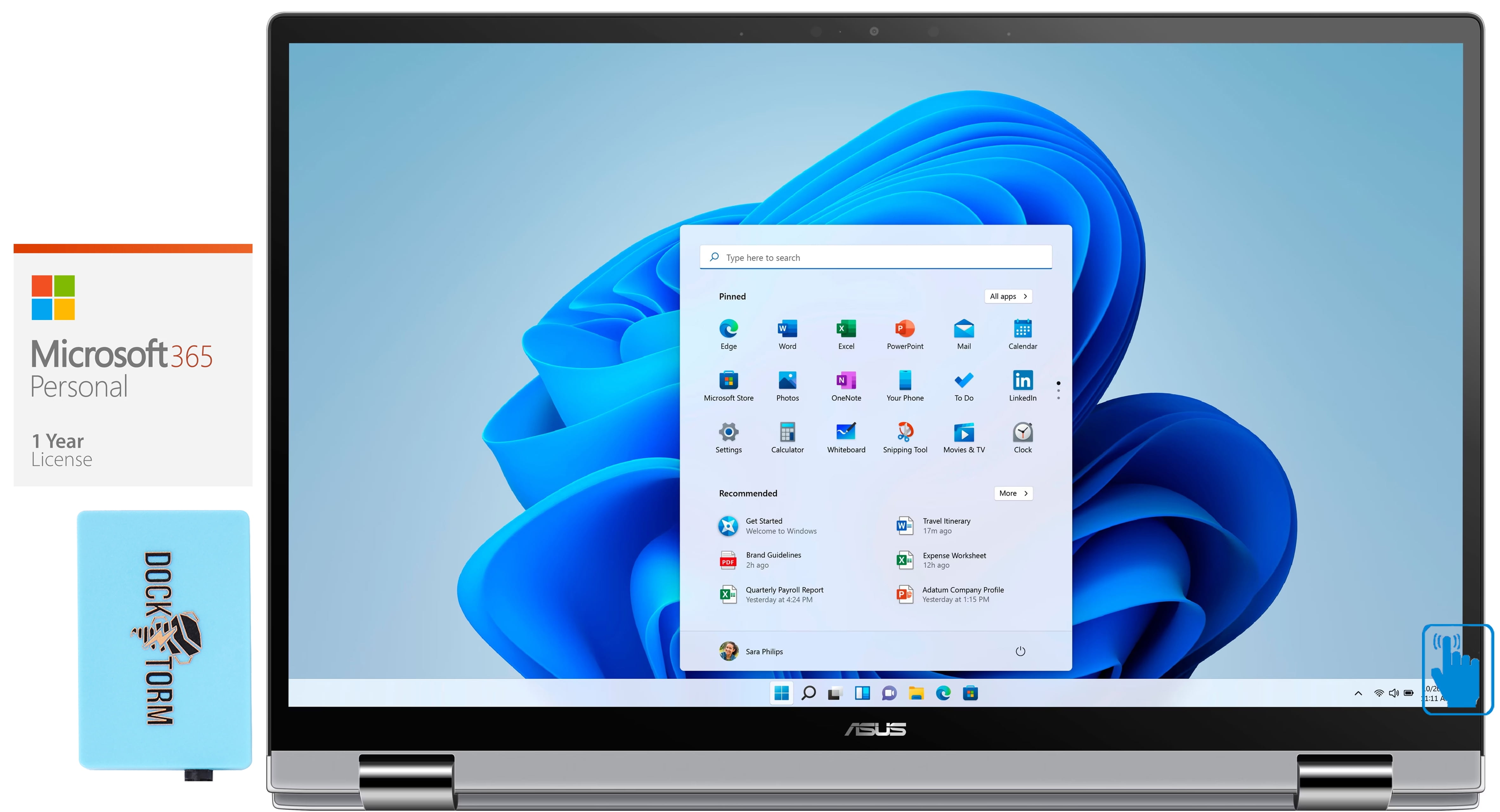 ASUS Zenbook 15 Home/Business 2-in-1 Laptop (AMD Ryzen 7 5700U 8-Core, 15.6in 60Hz Touch Full HD (1920x1080), NVIDIA MX450, Win 11 Home) with Microsoft 365 Personal , Hub