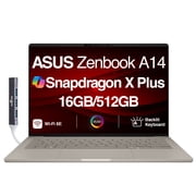 ASUS Zenbook A14 14in OLED Laptop Snapdragon X Plus 16GB 512GB SSD Win11 Pro w/DKZ Hub