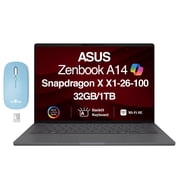 ASUS Zenbook A14 14 OLED WUXGA Snapdragon X1 32GB 1TB SSD Win11 Pro w/DKZ Mouse
